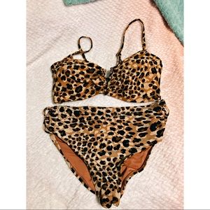 Cheetah print high waist bikini